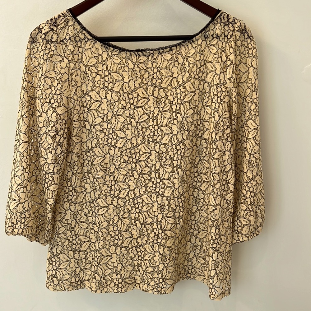 Loft lace blouse with cute button detail on back. Perfect with skirt or jeans.